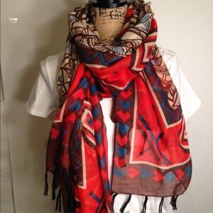 ZARA oversized scarf with tassels‎ spring summer 15